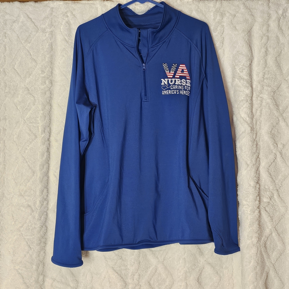 Sport-tek VA Nurse ¼ Zip Up Fleece Jacket • Womens Size 3xl • Blue • Embroidered